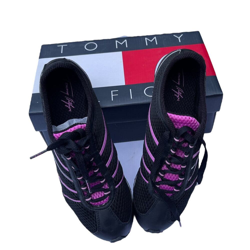 Tommy Hilfiger Women Sz 7M Ignite Black Hot Pink Walking Running Shoes Brand New